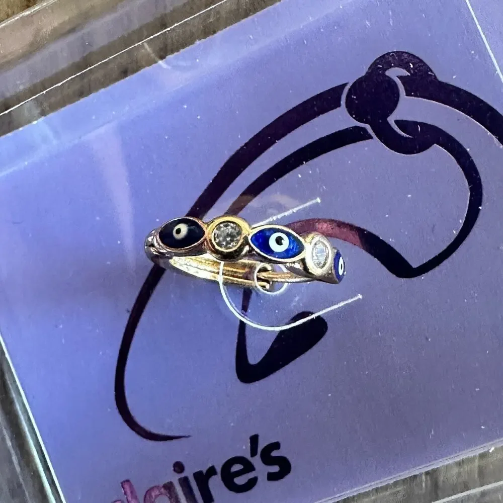 New Claire's Gold Tone Multi Evil Eye Dangle Hoop Earring for Conch Piercing 18G